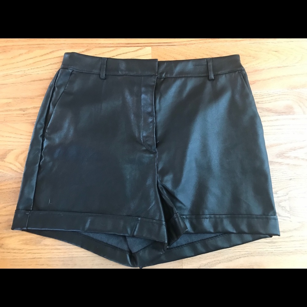 Express high rise leather shorts
